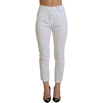 Dondup Elegant High Waist Tapered White Pants Dondup Gray