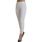 Dondup Elegant High Waist Tapered White Pants Dondup Gray