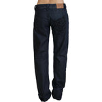 Exte Chic Dark Blue Low Waist Straight Cut Jeans Exte Black
