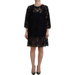 Dolce & Gabbana Black Floral Lace Cotton Shift Mini Dress DR28864 -40