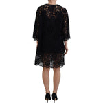 Dolce & Gabbana Black Floral Lace Cotton Shift Mini Dress DR28864 -40