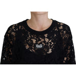 Dolce & Gabbana Black Floral Lace Cotton Shift Mini Dress DR28864 -40