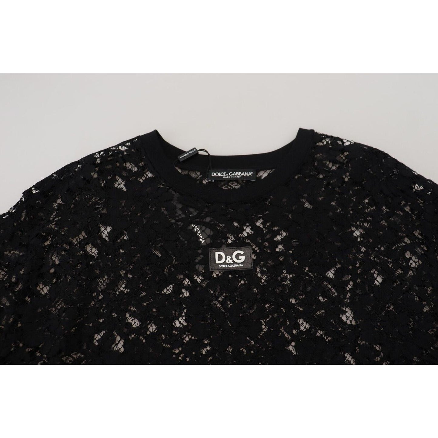 Dolce & Gabbana Black Floral Lace Cotton Shift Mini Dress DR28864 -40