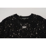 Dolce & Gabbana Black Floral Lace Cotton Shift Mini Dress DR28864 -40