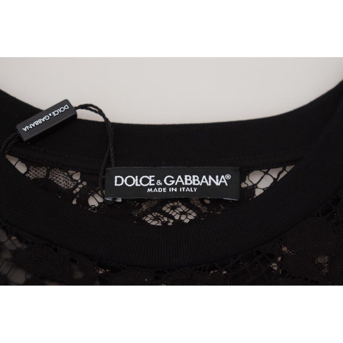 Dolce & Gabbana Black Floral Lace Cotton Shift Mini Dress DR28864 -40