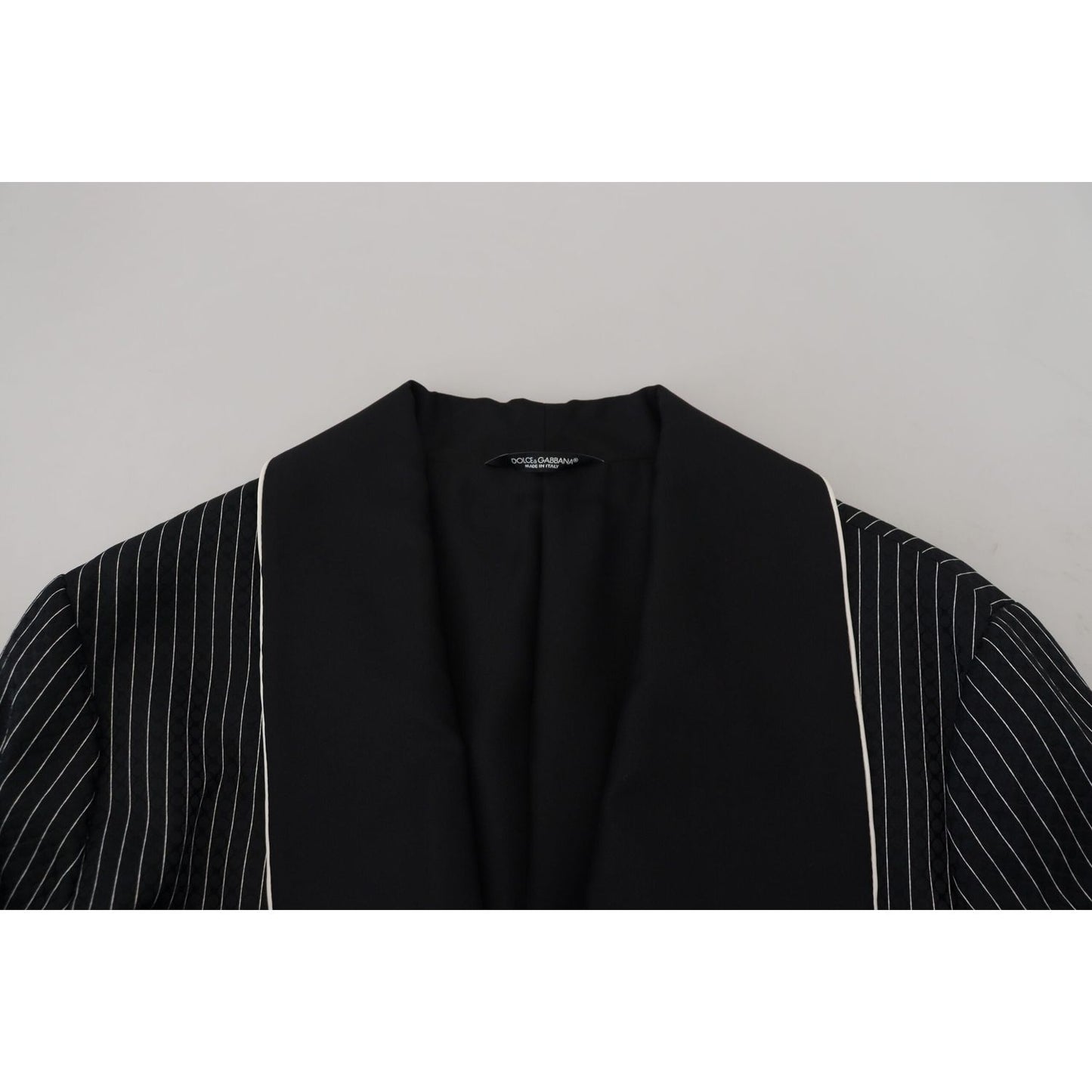 Dolce & Gabbana Black Robe Striped DG Patch Jacket Men Blazer JKT3620-46