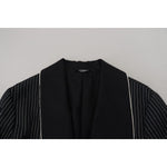 Dolce & Gabbana Black Robe Striped DG Patch Jacket Men Blazer JKT3620-46