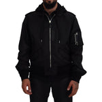 Dolce & Gabbana Black Nylon Hooded Full Zip Men Coat Jacket JKT3595-50
