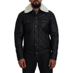 Dolce & Gabbana Black Lamb Leather Collared Men Coat Jacket JKT3597-48