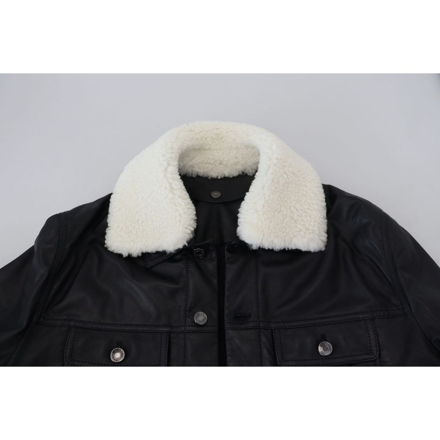 Dolce & Gabbana Black Lamb Leather Collared Men Coat Jacket JKT3597-48