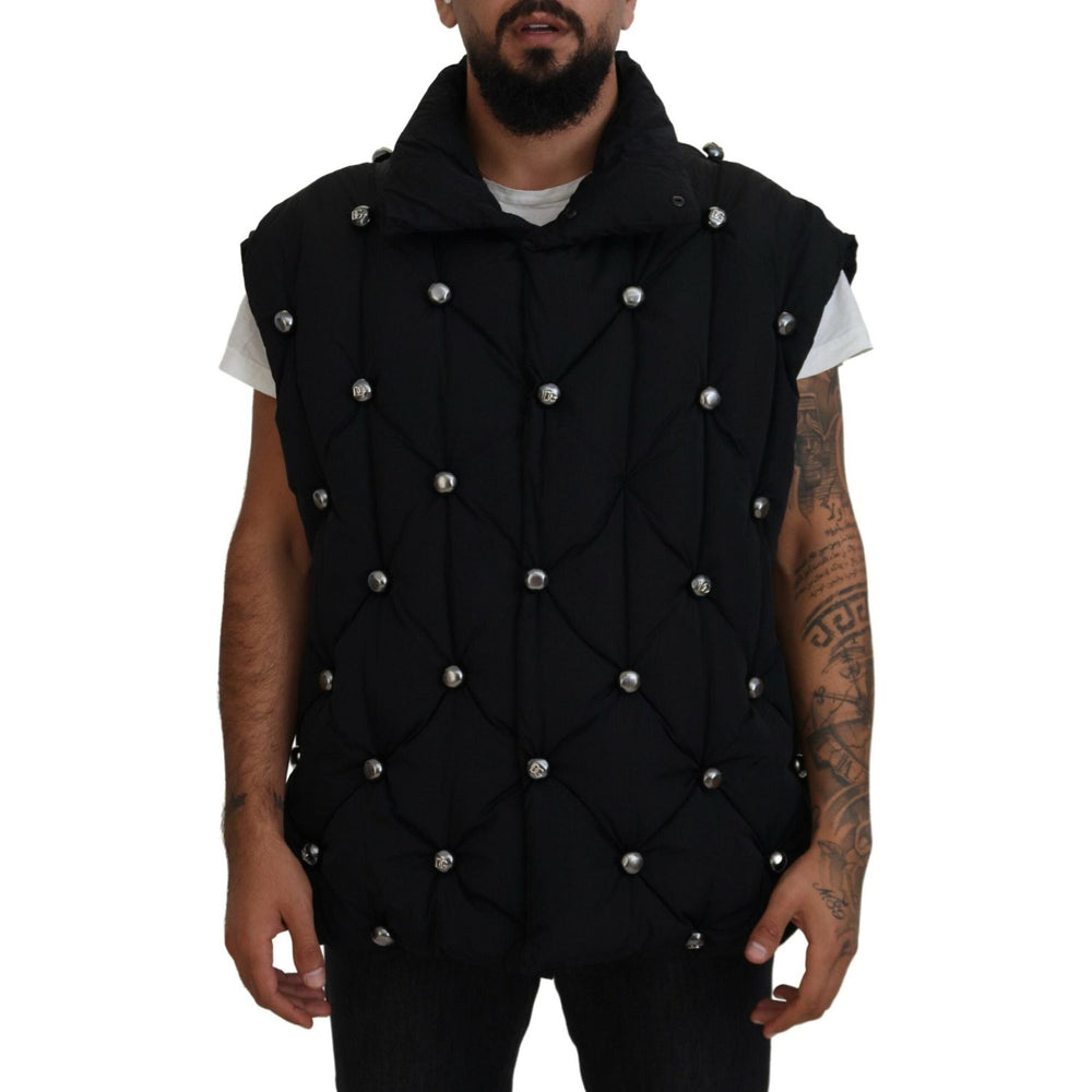 Dolce & Gabbana Black Sleeveless DG Metal Embellishment Jacket JKT3607-50