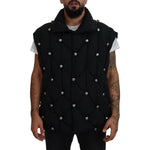 Dolce & Gabbana Black Sleeveless DG Metal Embellishment Jacket JKT3607-50