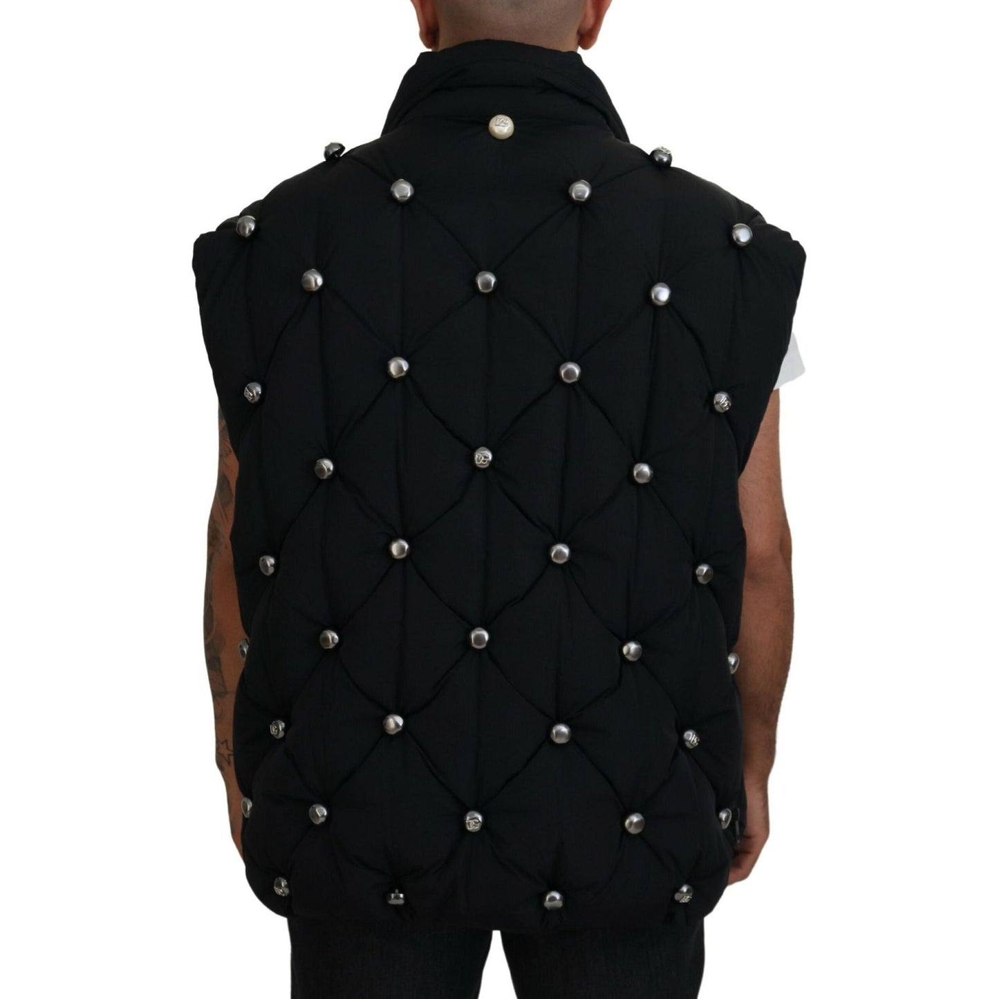Dolce & Gabbana Black Sleeveless DG Metal Embellishment Jacket JKT3607-50