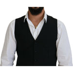 Dolce & Gabbana Black Virgin Wool Waistcoat Formal Vest TSH83840-48