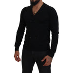 Dolce & Gabbana Black Cashmere Button Down Cardigan Sweater TSH83956-50