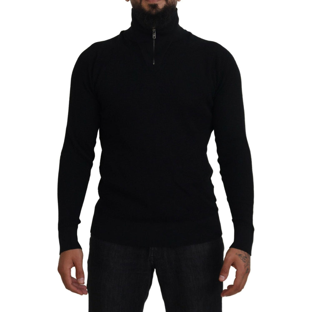 Dolce & Gabbana Black Silk Turtle Neck Pullover Sweater TSH83962-54