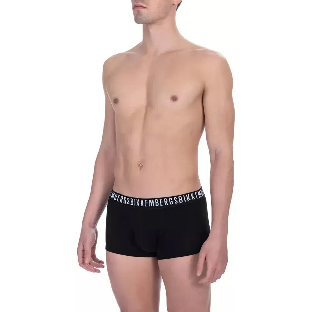 Bikkembergs Black Cotton Men's Underwear Trunk Twin Pack BI-22376-S