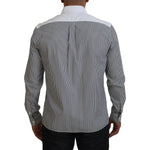 Dolce & Gabbana Black White Striped Printed Casual Cotton Shirt TSH83792-41