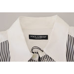 Dolce & Gabbana Black White Striped Printed Casual Cotton Shirt TSH83792-41