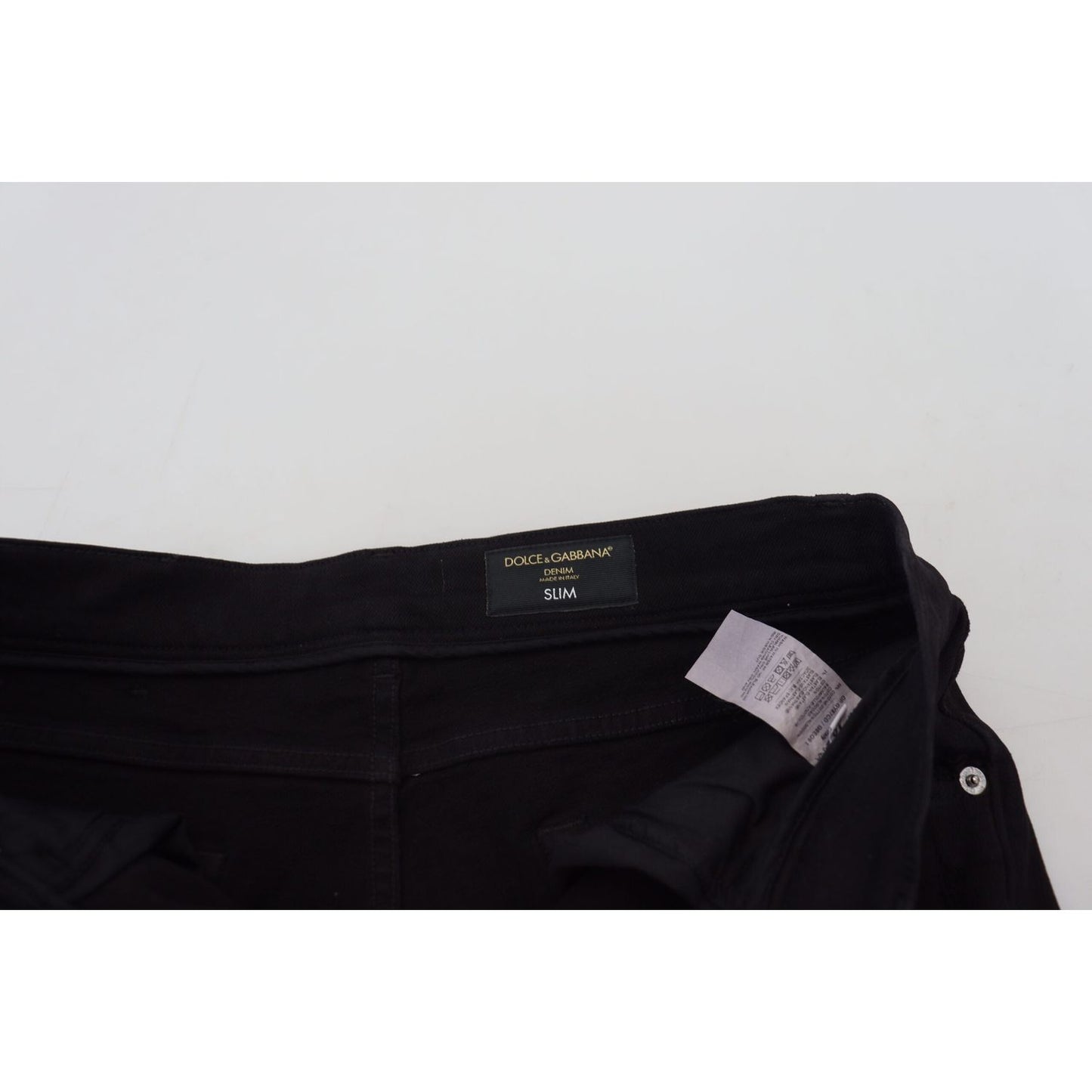 Dolce & Gabbana Black Slim Fit Tattered Denim Cotton Jeans PAN74218-48