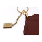 Dolce & Gabbana Brown Leather Miss SICILY Gold Finder Chain Keychain SIG15030