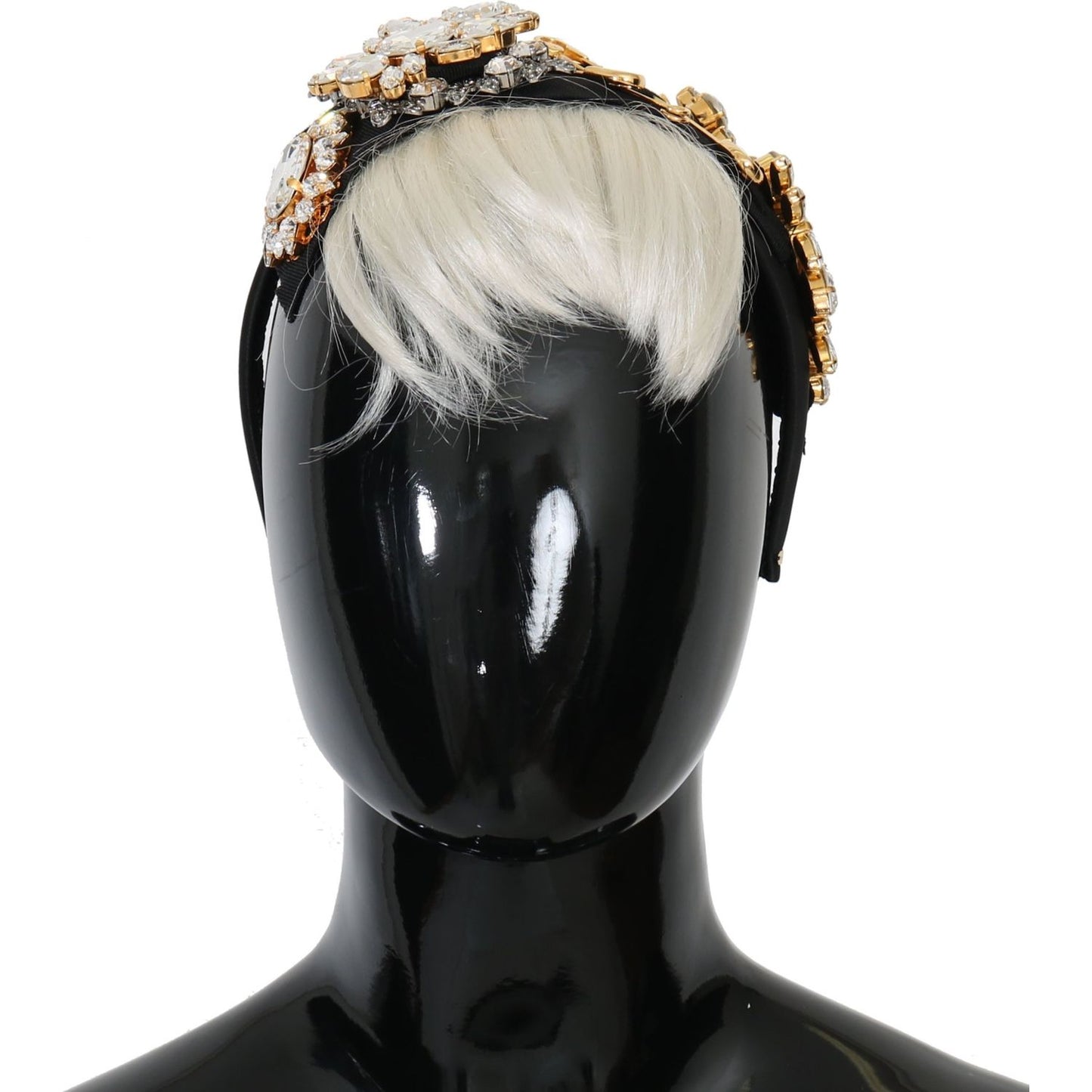 Dolce & Gabbana Black Crystal White Hair Parrucchiera Headband Diadem SMY1036