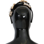 Dolce & Gabbana Black Crystal White Hair Parrucchiera Headband Diadem SMY1036