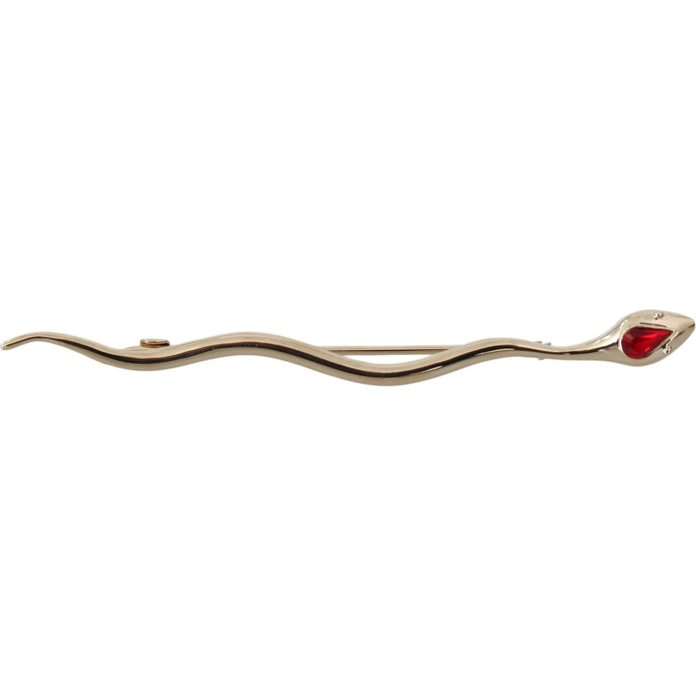 Dolce & Gabbana Silver Brass Crystal Spilla Serpente Brooch Pin SMY5059