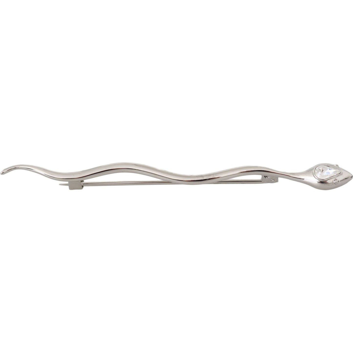 Dolce & Gabbana Silver Brass Crystal Spilla Serpente Mens Brooch Pin SMY5068