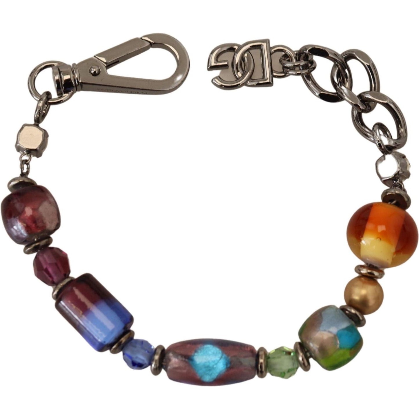 Dolce & Gabbana multicolor Silver Chain Brass Beaded Lobster Clasp Bracelet SMY101053