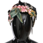 Dolce & Gabbana Multicolor Tiara Floral Crystal Bow Diadem Headband SMYK486