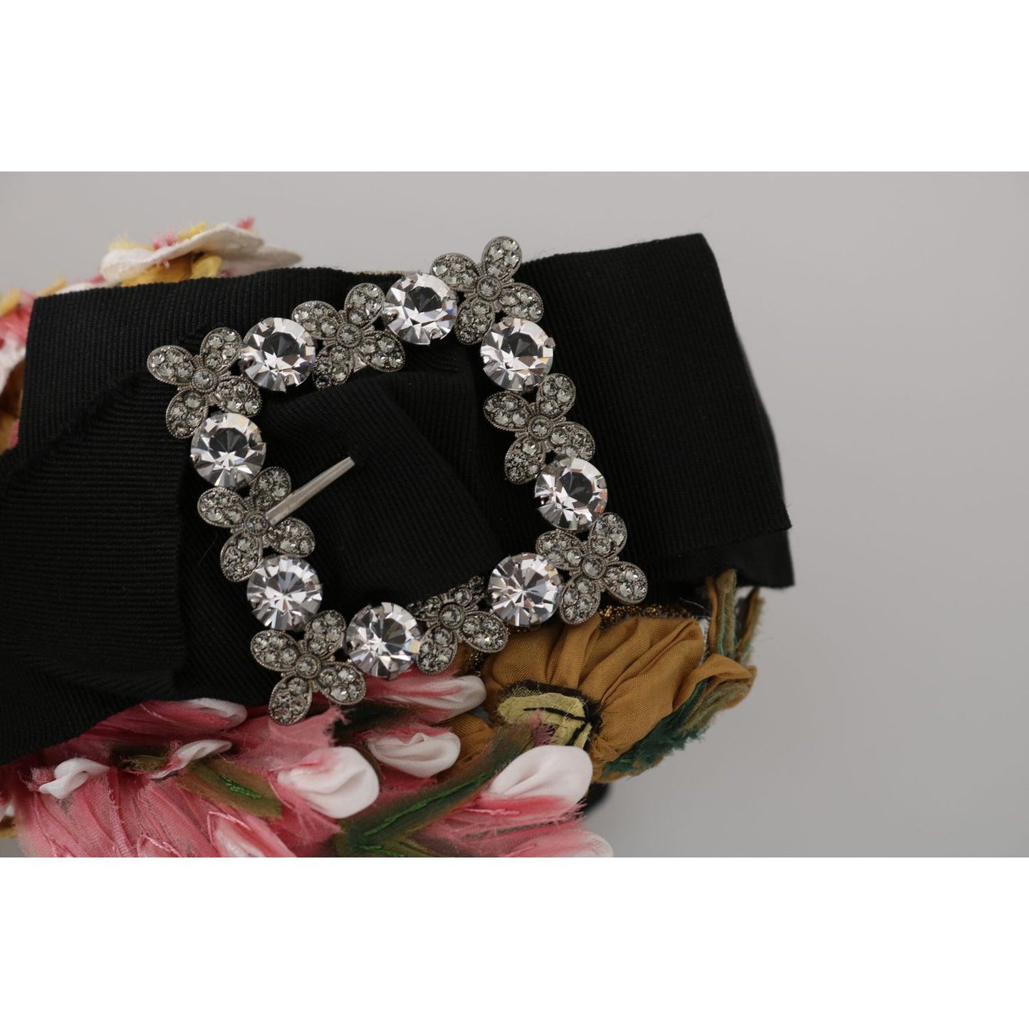Dolce & Gabbana Multicolor Tiara Floral Crystal Bow Diadem Headband SMYK486