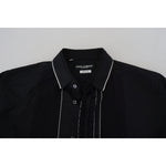 Dolce & Gabbana GOLD Black Tuxedo Slim Fit Cotton Shirt TSH83815- 41