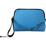 Dolce & Gabbana Blue Logo Print Hand Pouch Leopard Print Toiletry Bag BAG1076