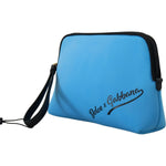 Dolce & Gabbana Blue Logo Print Hand Pouch Leopard Print Toiletry Bag BAG1076