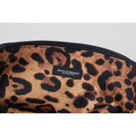 Dolce & Gabbana Blue Logo Print Hand Pouch Leopard Print Toiletry Bag BAG1076