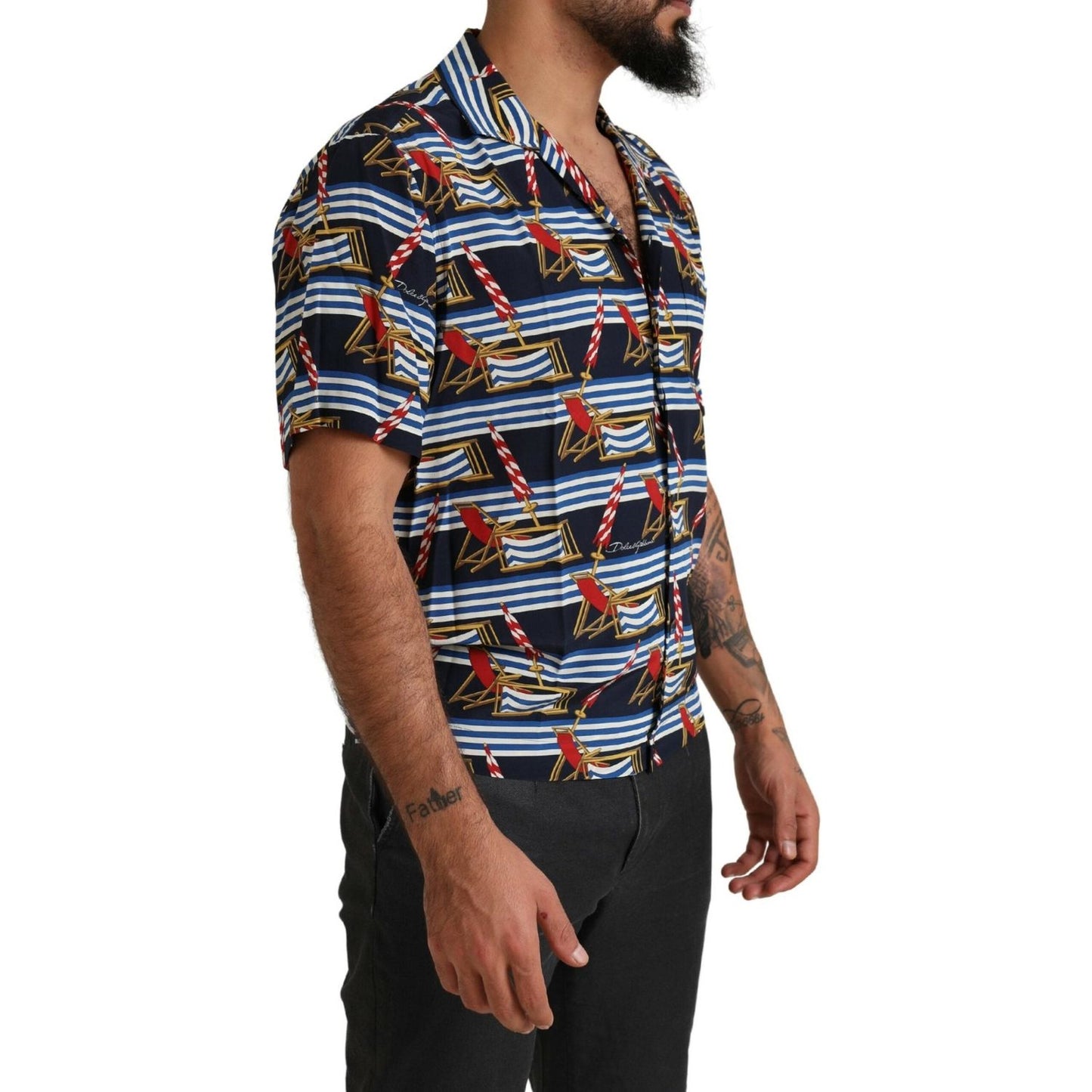 Dolce & Gabbana Multicolor Beach Chair Short Sleeves Shirt TSH84087-39