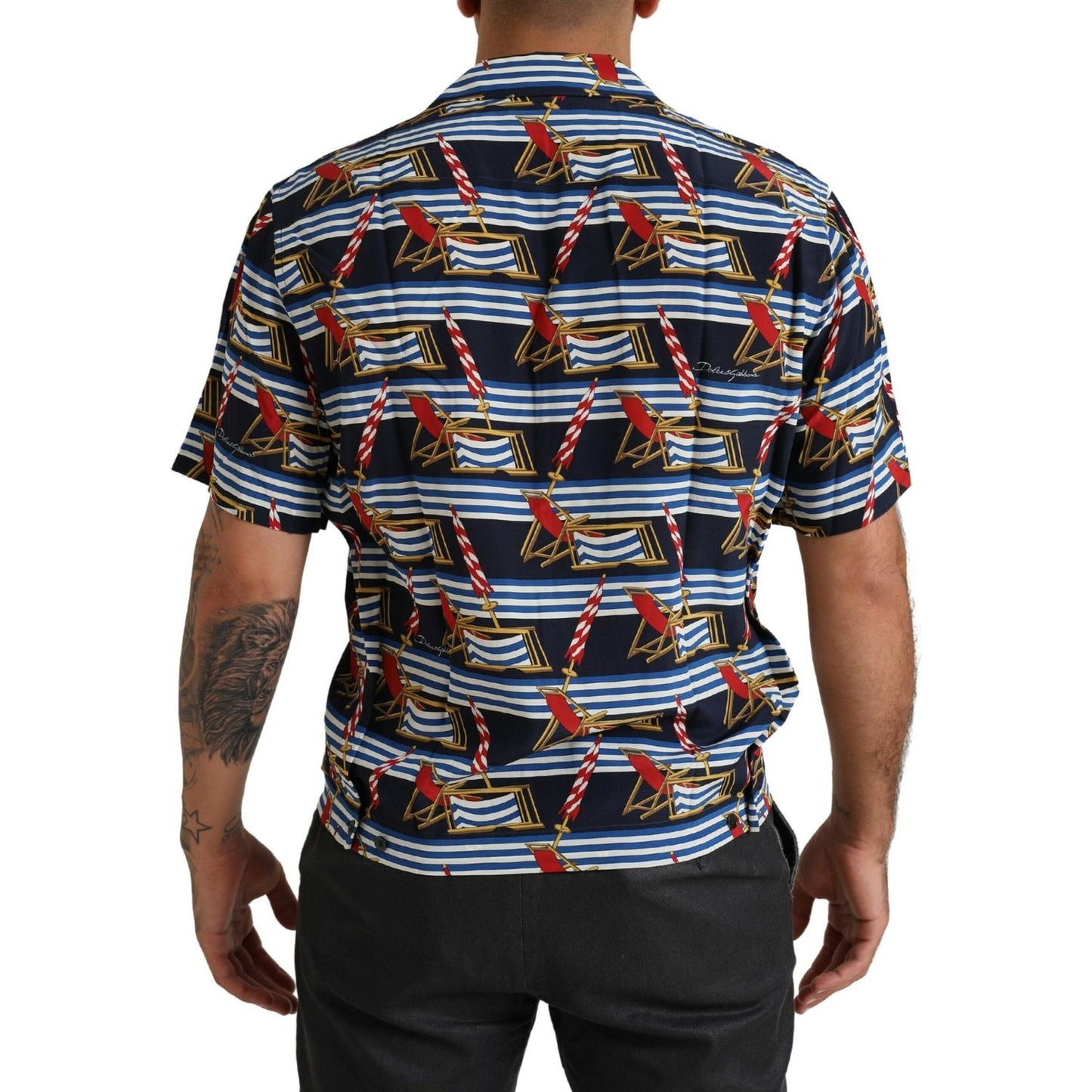 Dolce & Gabbana Multicolor Beach Chair Short Sleeves Shirt TSH84087-39