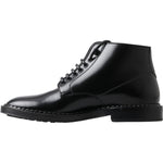 Dolce & Gabbana Black Leather Men Short Boots Lace Up Shoes MV5011-39