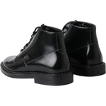 Dolce & Gabbana Black Leather Men Short Boots Lace Up Shoes MV5011-39