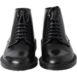 Dolce & Gabbana Black Leather Men Short Boots Lace Up Shoes MV5011-39