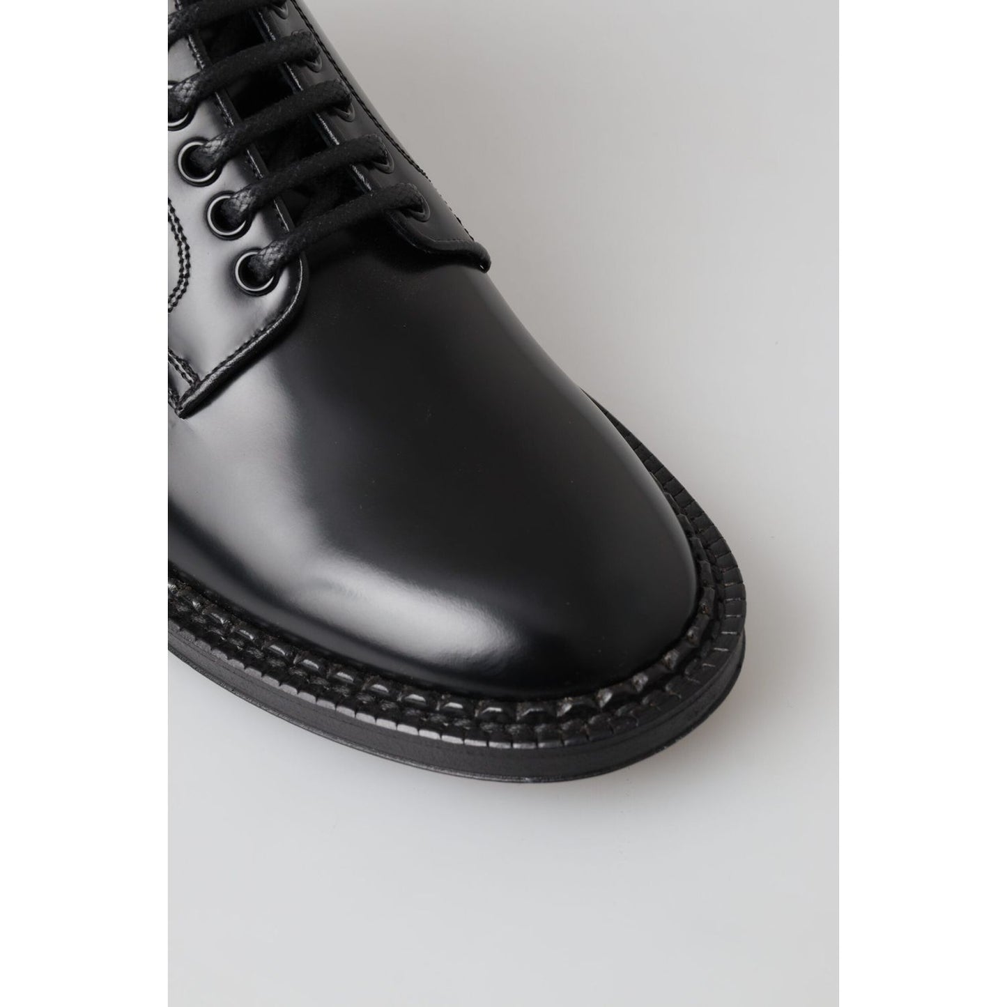 Dolce & Gabbana Black Leather Men Short Boots Lace Up Shoes MV5011-39