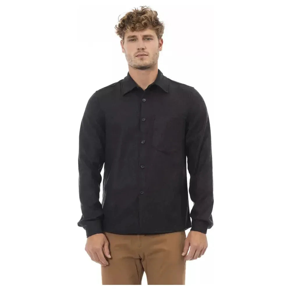 Alpha Studio Gray Wool Men Shirt AL-23466-IT48 | M