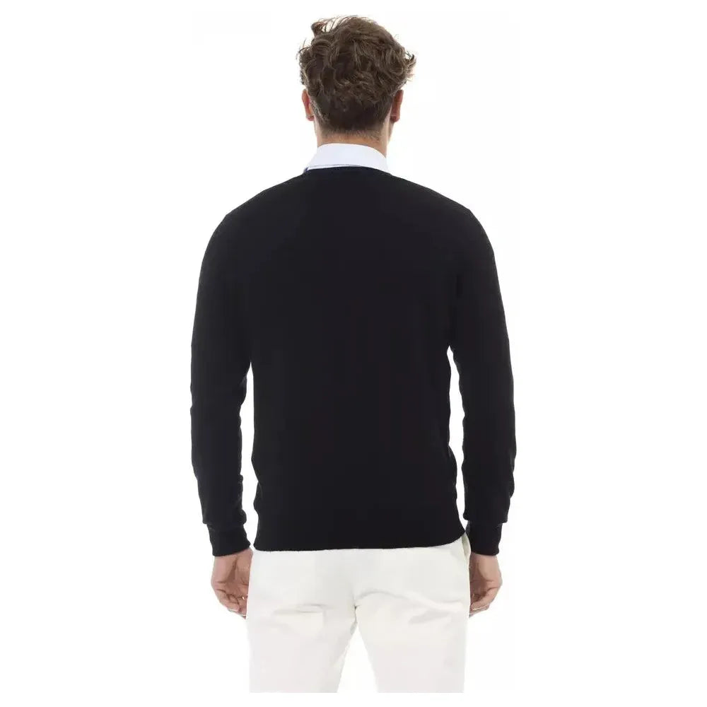 Alpha Studio Black Wool Men Sweater AL-23458-IT52 | XL