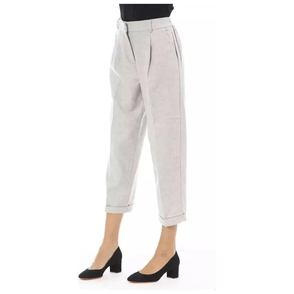 Alpha Studio Gray Wool Women Trouser AL-23482-IT44|L