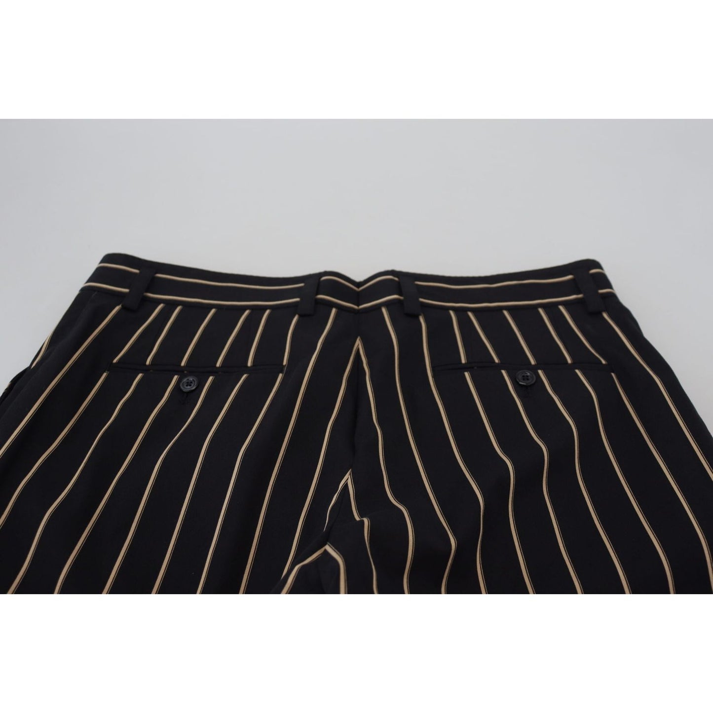 Dolce & Gabbana Black Beige Striped Cotton Stretch Pants