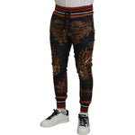 Dolce & Gabbana Gray Silk Baroque Crown Trousers Sport Pants PAN74754- 44