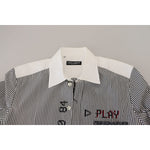 Dolce & Gabbana Gray White Striped Slim Fit Shirt TSH83870- 37