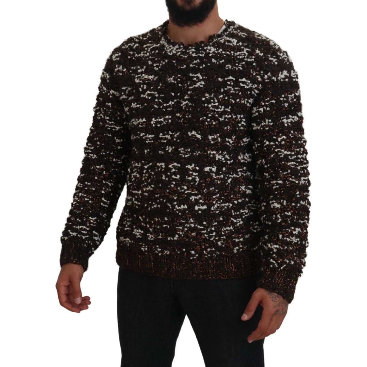 Dolce & Gabbana Brown Knitted Wool Fatto A Mano Sweater TSH83881- 44