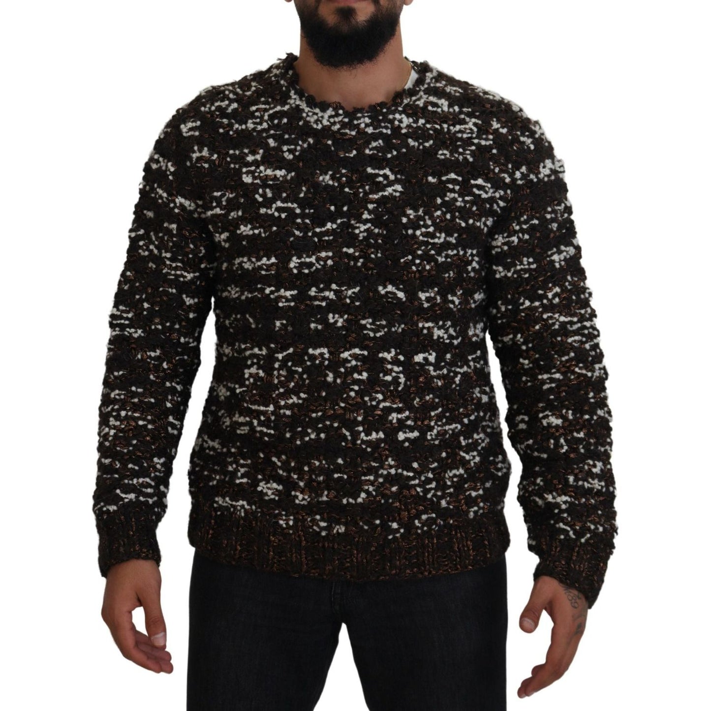 Dolce & Gabbana Brown Knitted Wool Fatto A Mano Sweater TSH83881- 44